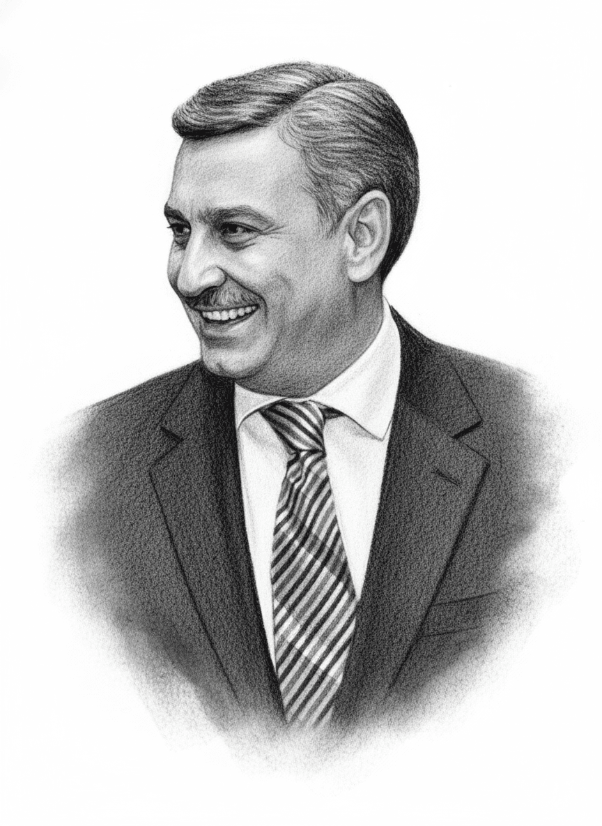 A lifelike charcoal drawing of a subject, detailed and contrasting against a white background.